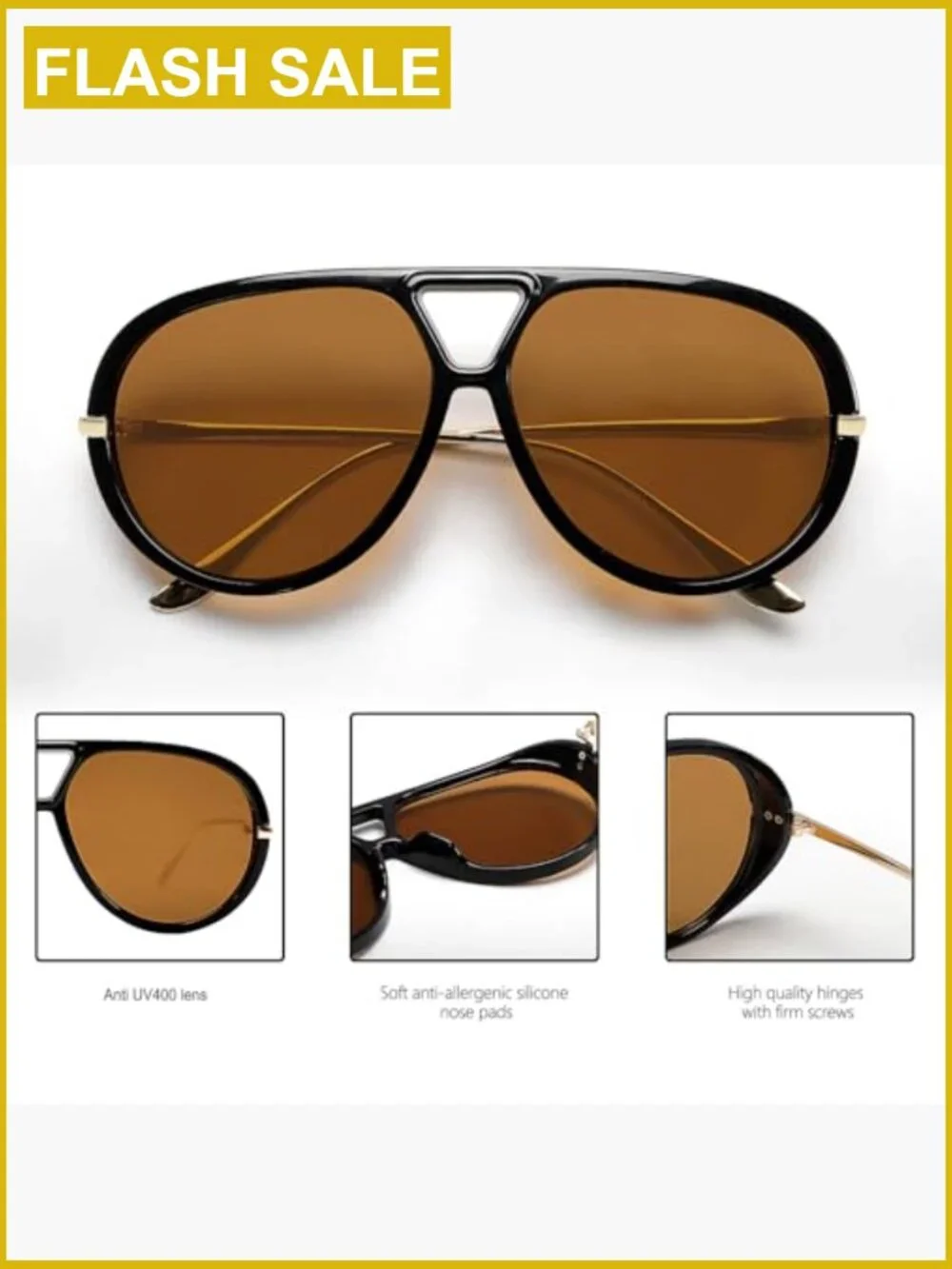 Retro Gold Oversized Aviator Sunglasses